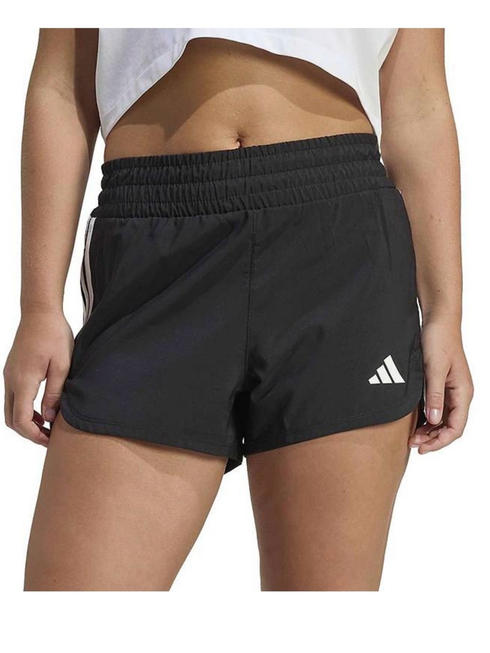 Adidas Pacer Aeroready athletic shorts size XS. NWT. Black white stripes.